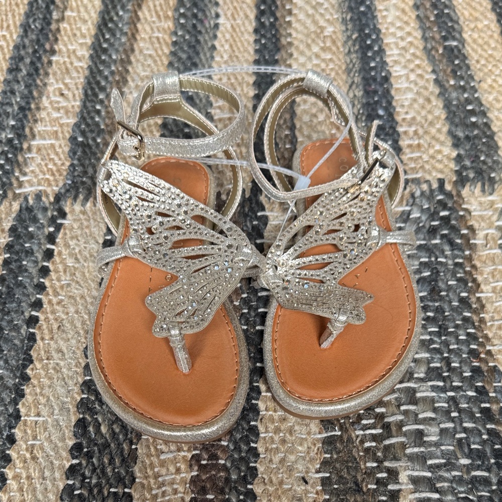 Copper Key Girls Silver Butterfly Strap Sandals size 10